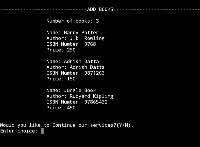 Add Books section screen of Library Management System