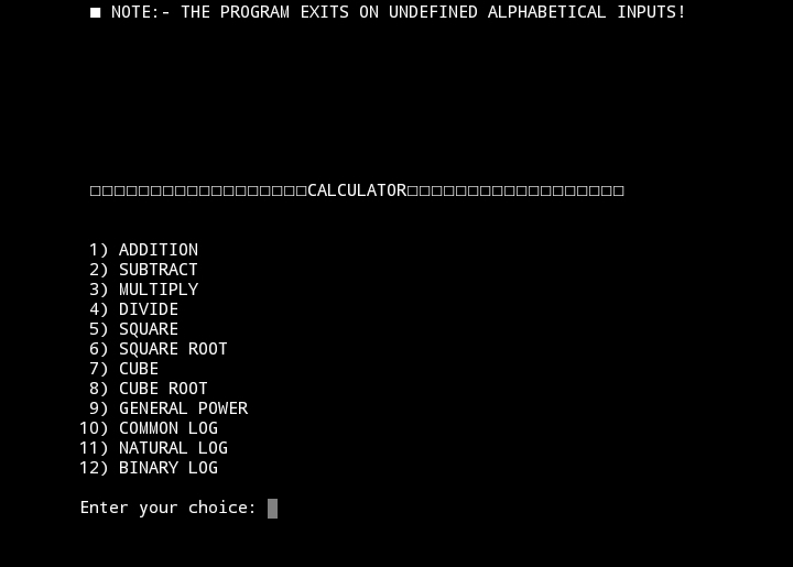 Menu showing 12 operations: ADD, SUB, MUL, DIV, etc