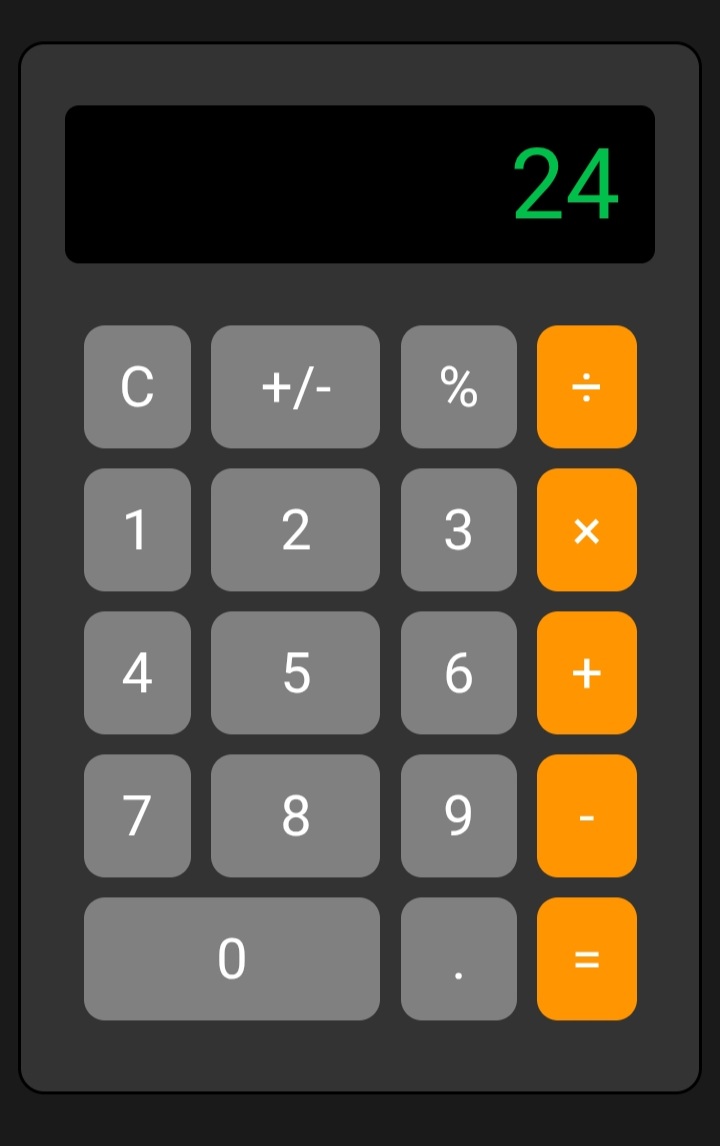 Calculator web app showing calculation result